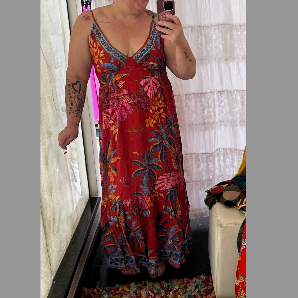 FARM Rio XL Red Floral Maxi Dress